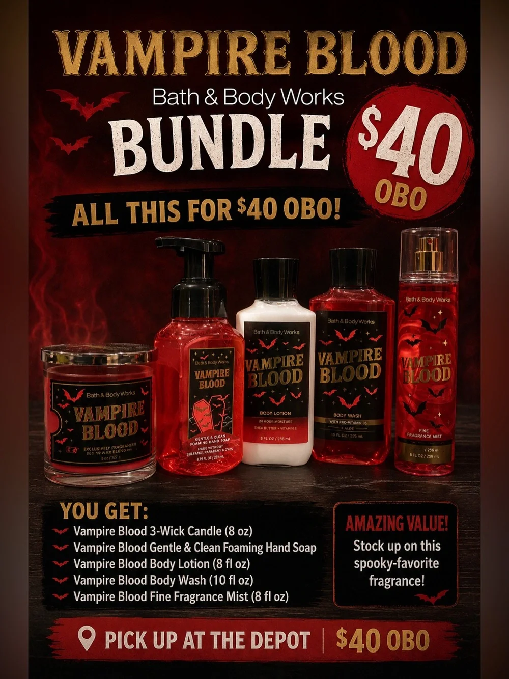 Bath & Body Works Vampire Blood Body Care Set - Red